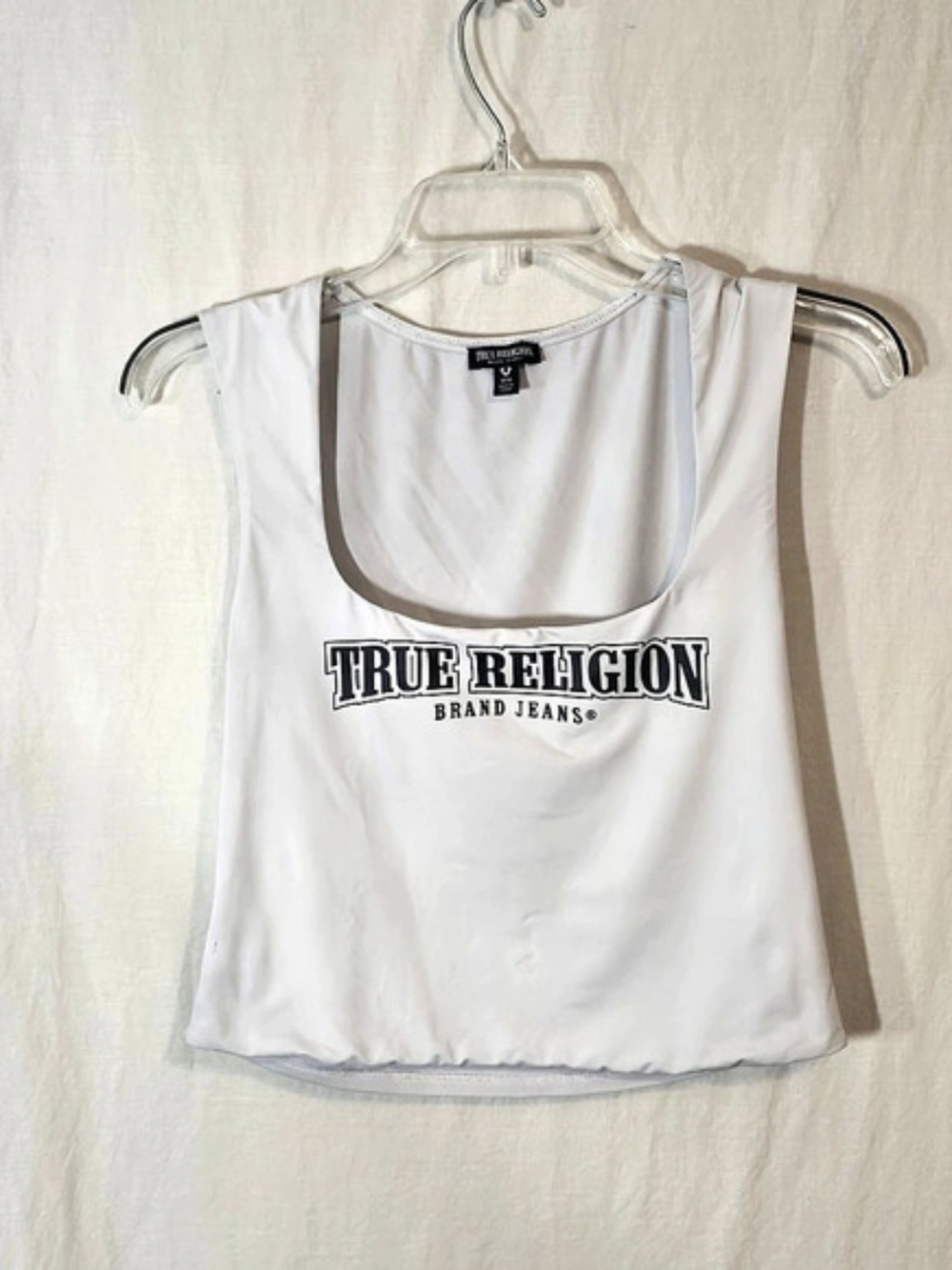 True Religion Y2K Square Neck Logo Tank Top M